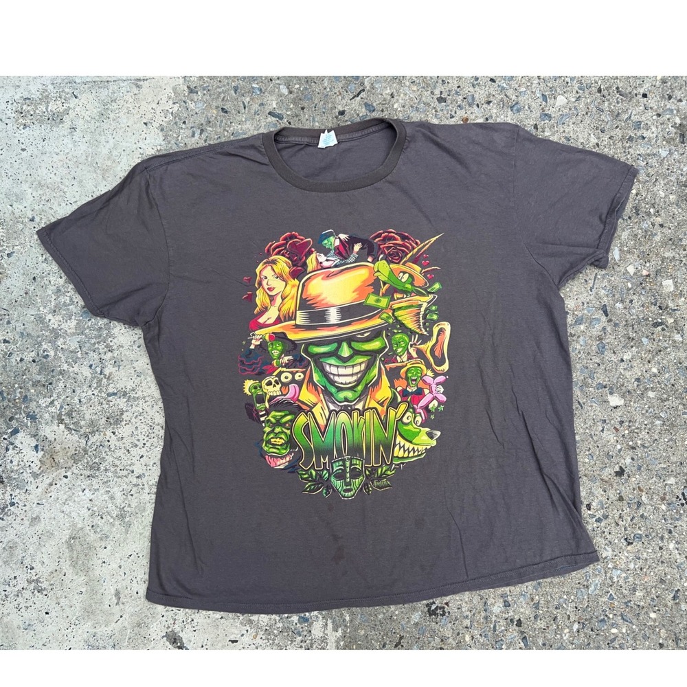 The Mask Smokin Movie Graphic Shirt Charcoal Gray Men XL Delta Ringspun